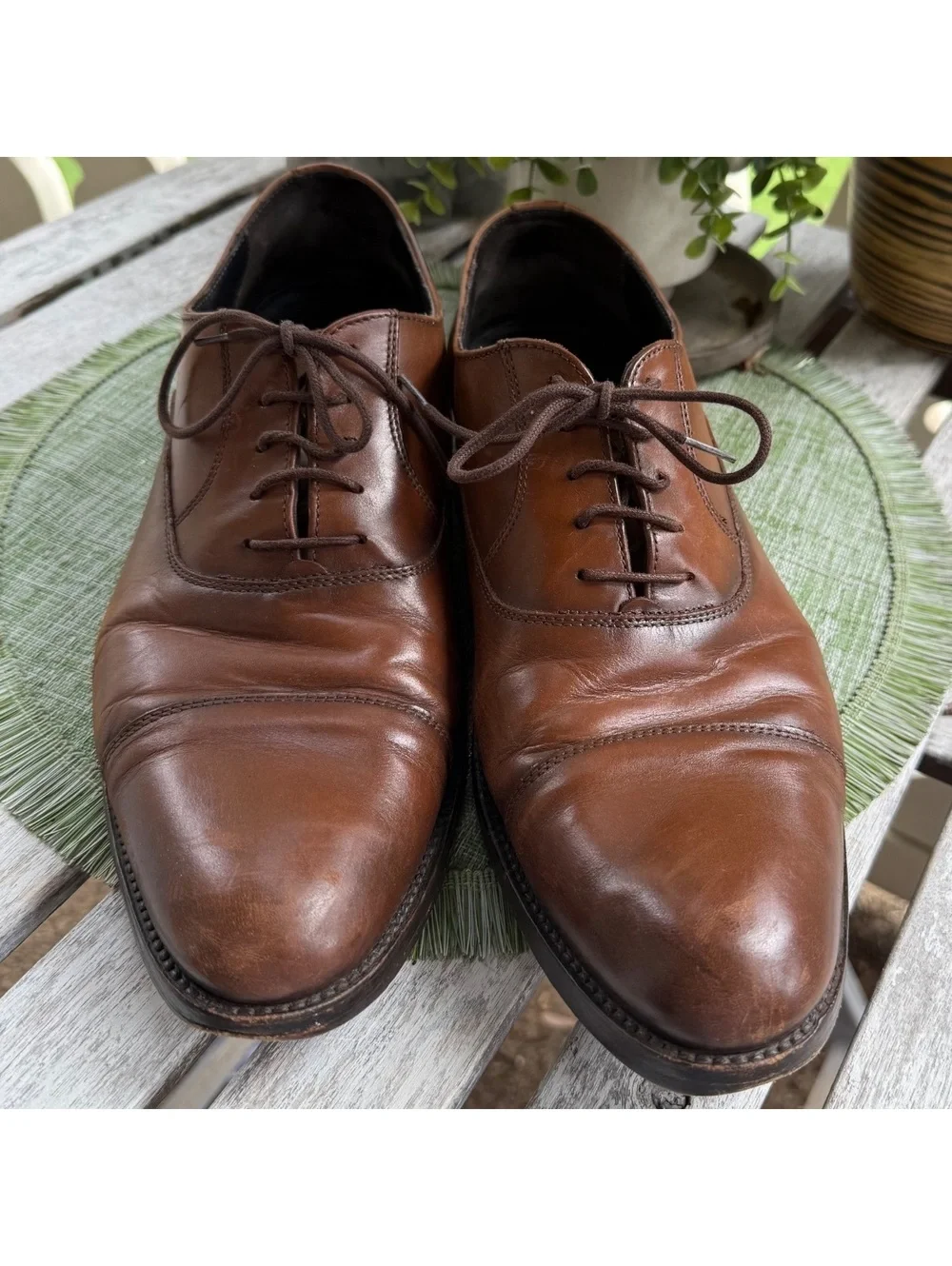 To Boot New York “Adam Derrick” Cap-Toe Oxfords — Brown Leather, Made in Italy